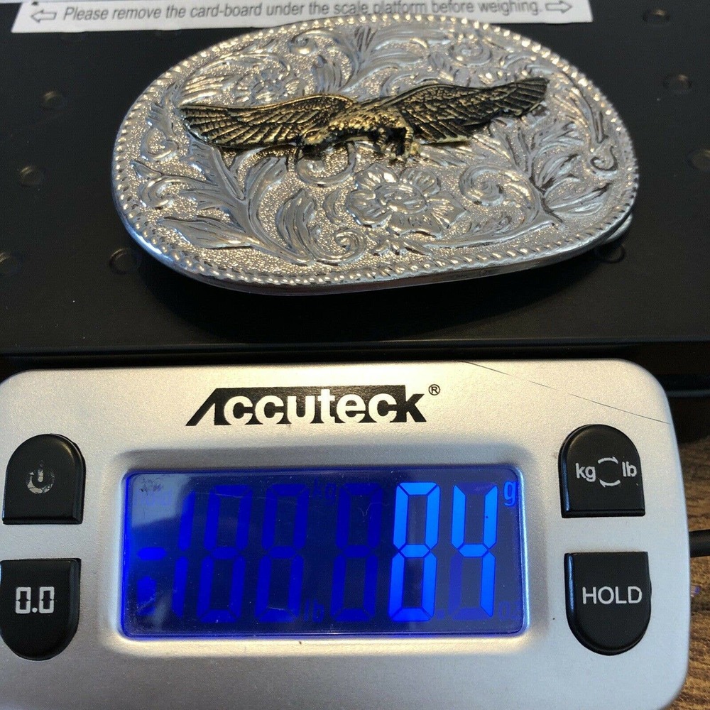 Silver and Gold Oval Scroll Work Eagle Belt Buckle - Picture 10 of 10